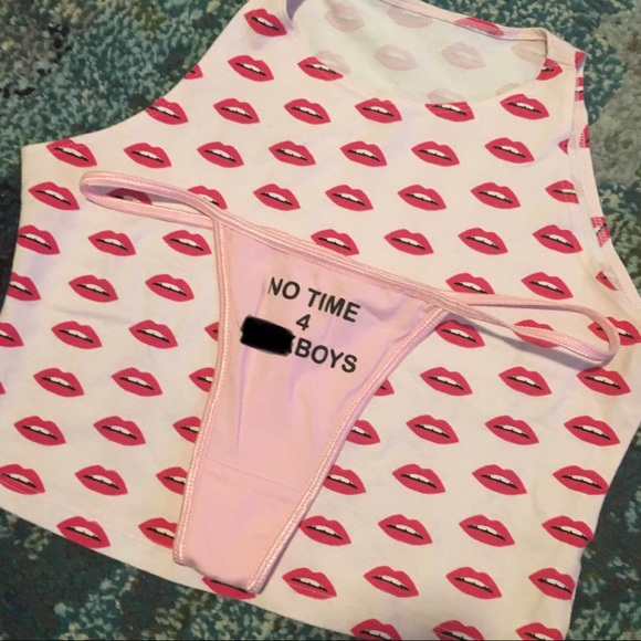 American Apparel crop top thong panty lewd rude ML - Picture 4 of 4